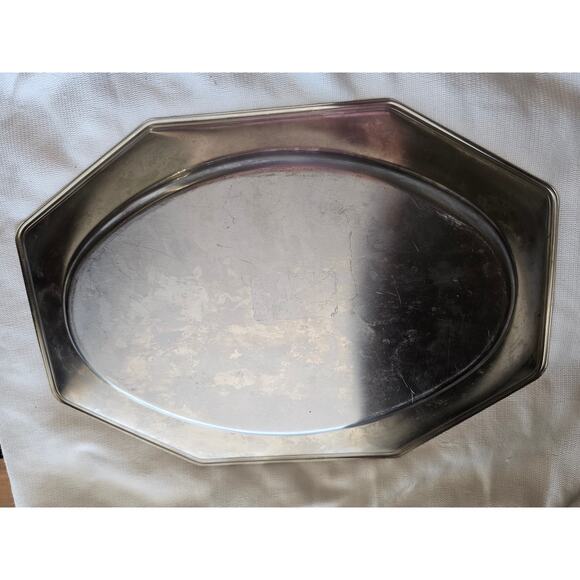 Sheffield 18/10 Stainless Steel Serving Tray 14" x 10" Octagonal Platter - Picture 4 of 6